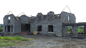 Setting out the roof of new build Private House at Kilmacowen, County Sligo